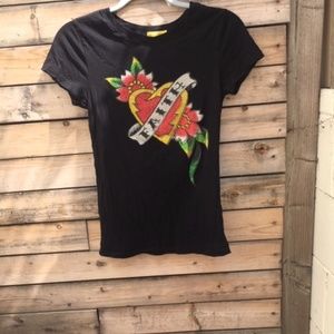 Black Beaded "Faith" T-Shirt